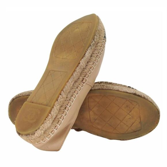 Chanel Embroidered Espadrille 37 Leather Large CC Flats CC-0803N-0005 - Picture 9 of 10